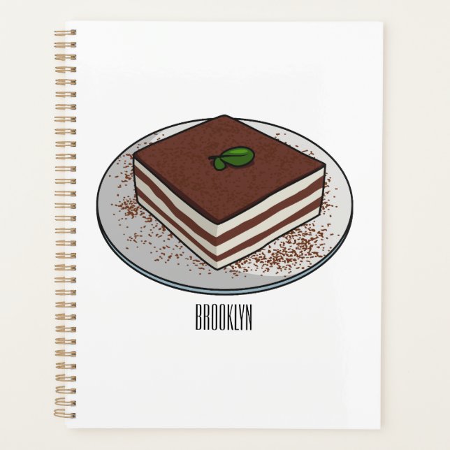 Tiramisu cake cartoon illustration planner (Front)
