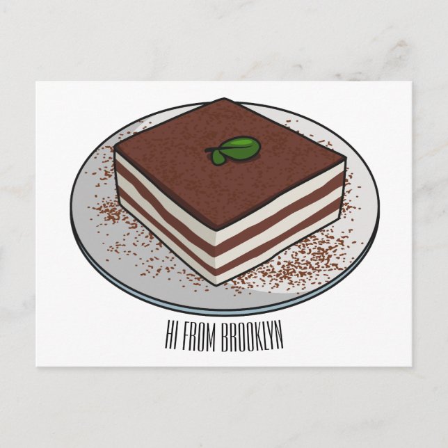 Tiramisu cake cartoon illustration  postcard (Front)