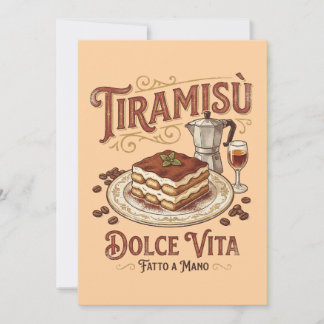 Tiramisu Dolce Vita Italian Dessert Invitation
