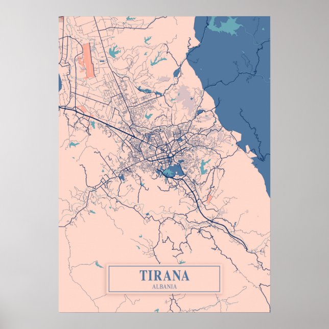 Tirana - Albania Breezy City Map  Poster (Front)