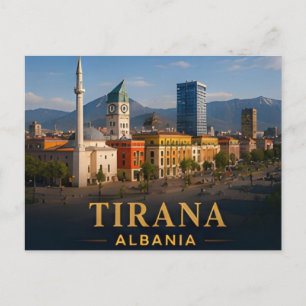 Tirana Albania Modern European Travel Destination Postcard