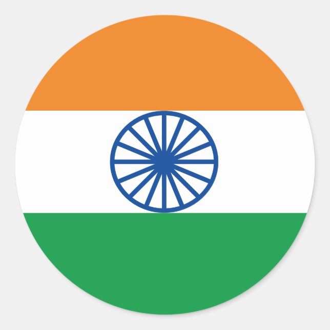 "Tiranga Jhanda" Indian Tricolour Flag  Classic Round Sticker (Front)