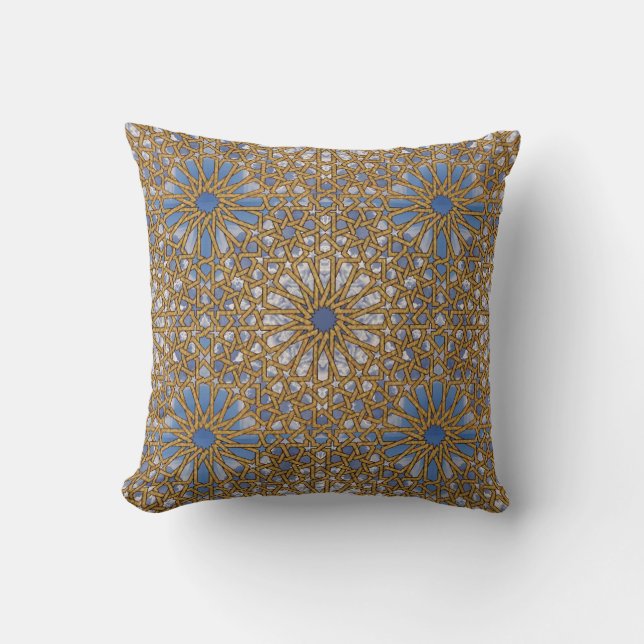 Tirazut Sky Blue and Gold Cushion (Front)