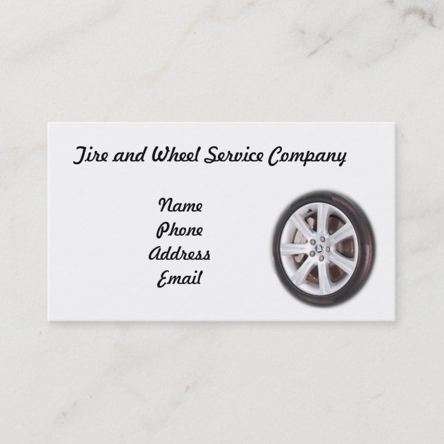 Tire and Wheel Service Company Business Card (Front)