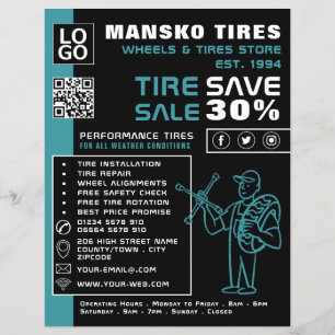Tire Repair Logo, Tire/Tyre Specialist Shop Flyer