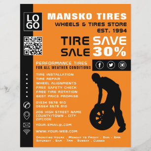 Tire Repair Man Design, Tire/Tyre Specia Shop Flyer