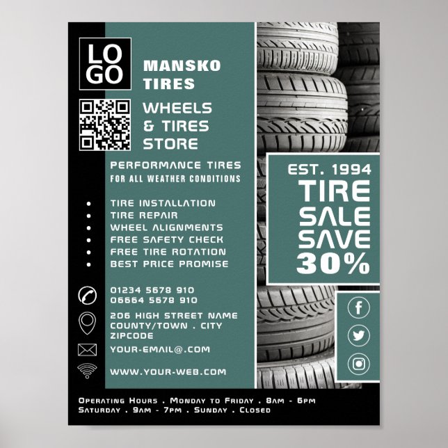 Tire Stack Design, Tire/Tyre Specialist Shop Poster (Front)