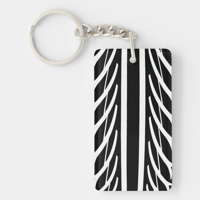 Tire Texture Abstract Pattern in Black and White Key Ring (Front)