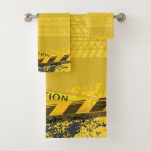 Tire track trace yellow background bath towel set