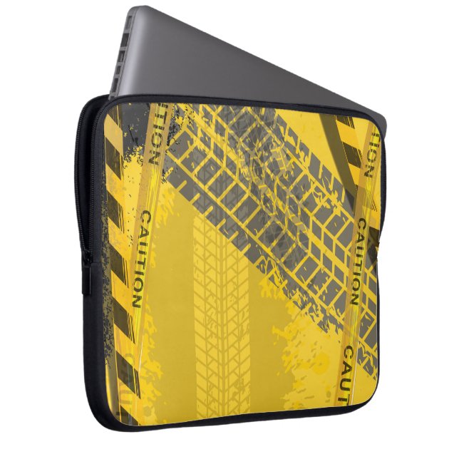 Tire track trace yellow background design laptop sleeve (Front Right)