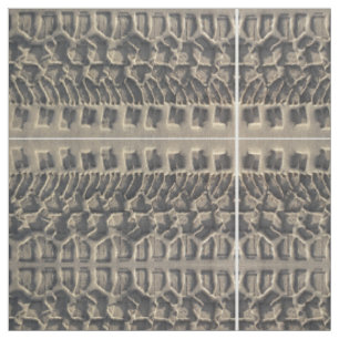 Tire tracks in beach sand photo fabric