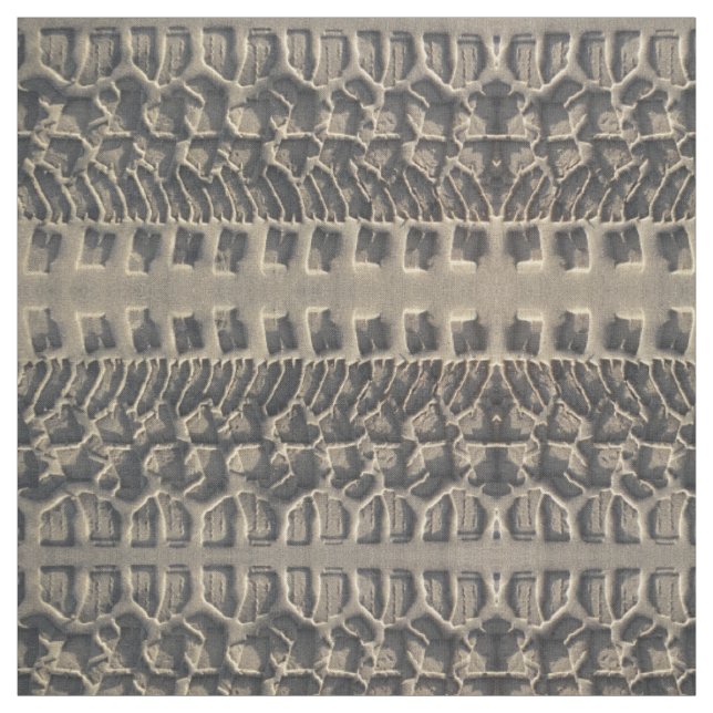 Tire tracks in beach sand photo fabric (Swatch)
