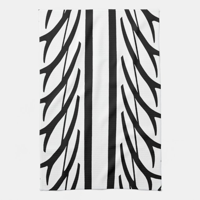 Tire Tread Texture Abstract Pattern Tea Towel (Vertical)
