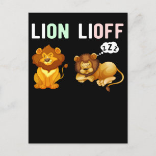 Tired Animal Pun Sleeping Lion Postcard