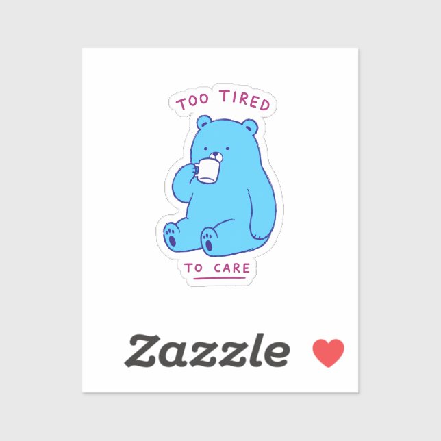 Tired Blue Bear Coffee Drinker For Office (Sheet)