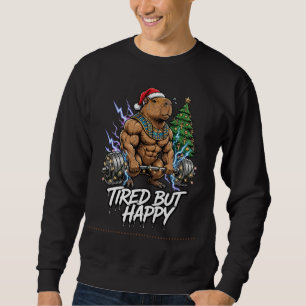 Tired But Happy Gym Capybara Christmas Shirt