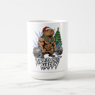 Tired But Happy Gym Capybara Christmas Shirt Coffee Mug