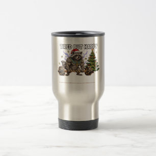 Tired But Happy Pharaoh Racoon Gym Christmas Shir Travel Mug