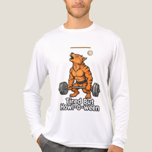 Tired But Howl o ween Funny Halloween Gym Wolf Des Tri-Blend Shirt