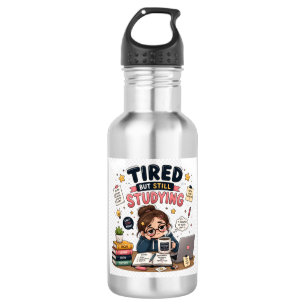 Tired But Still Studying Funny Student Water Bottl 532 Ml Water Bottle