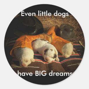 Tired Cowboy Puppies Classic Round Sticker