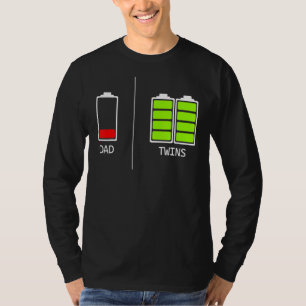 Tired Dad Low Battery Dad Of Twins For Daddy T-Shirt