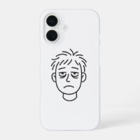 Tired Daily Mood Line Art iPhone 16 Case