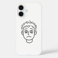 Tired Daily Mood Line Art iPhone 16 Case