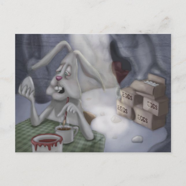 Tired Easter Bunny Holiday Postcard (Front)