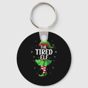 Tired Elf Christmas Girls Women Elf Squad Xmas Fam Key Ring