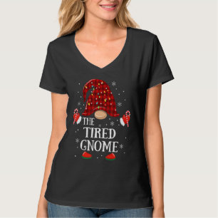 Tired Gnome Buffalo Plaid Matching Family Christma T-Shirt