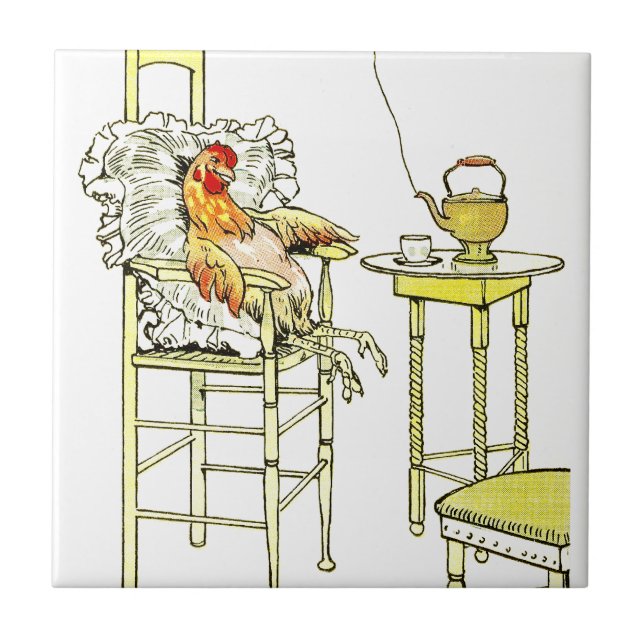 Tired Hen Having a Cuppa Tile (Front)