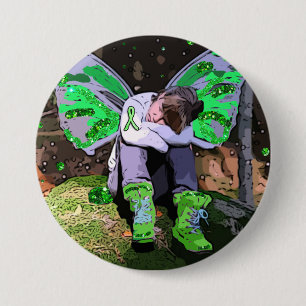 Tired Lyme Disease Warrior with Angel Wings 7.5 Cm Round Badge