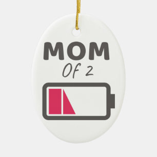 Tired Mum Mum of 2 Mum of 2 Boys Mothers Day Ceramic Tree Decoration