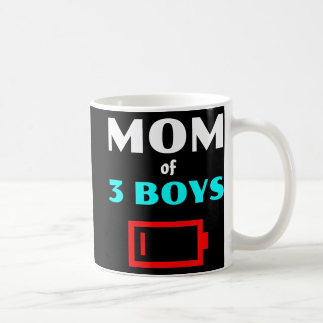 Tired Mum Of 3 Boys Mother With Three Sons Low Bat Coffee Mug (Right)