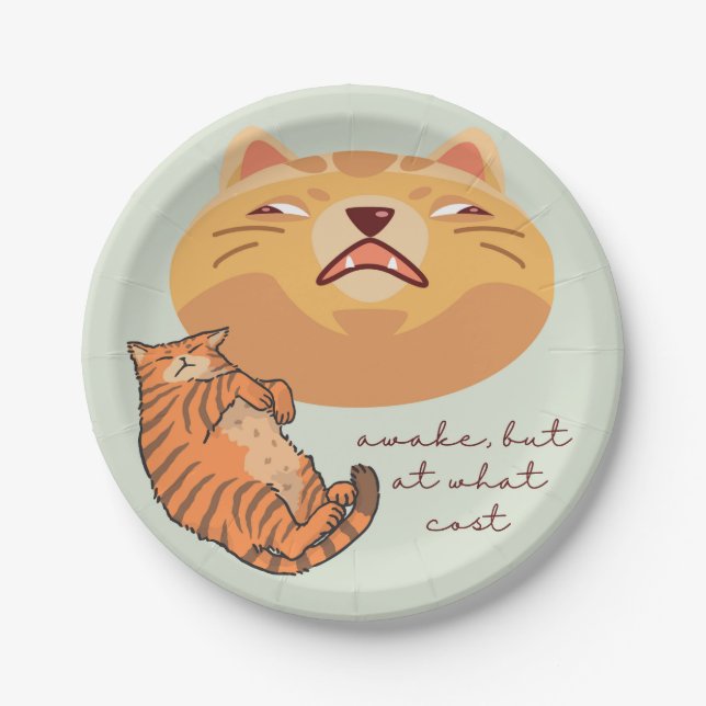 Tired Orange Cat Paper Plate (Front)