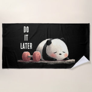 Tired Panda Gym – Cute Funny Workout Art Beach Towel