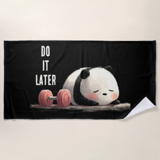 Tired Panda Gym – Cute Funny Workout Art Beach Towel