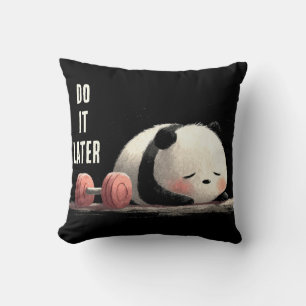 Tired Panda Gym – Cute Funny Workout Art Cushion