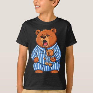 Tired Papa Bear with Baby in Pyjamas Sleep T-Shirt
