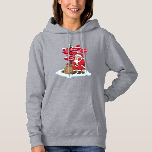 Tired Santa Women's Cozy Christmas Pullover Hoodie (Front)