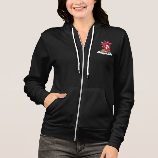 Tired Santa Women's Full Zip Hoodie: Cozy Funny Mo Hoodie (Front)