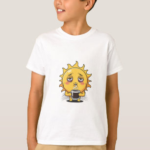 Tired Sun Coffee Morning Kids T-Shirt