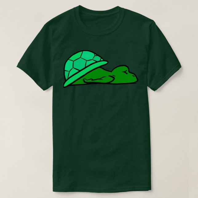 Tired Turtle Exhausted Light Green Shell T-Shirt (Design Front)