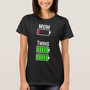 Tired Twin Mum Low Battery Charge T-Shirt