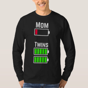 Tired Twin Mum Low Battery Charge T-Shirt