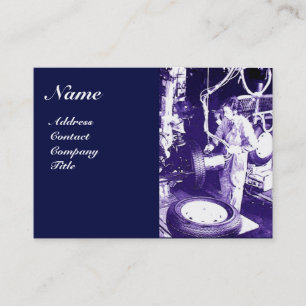 TIRES, AUTOMOTIVE,Car Repair Garage, Monogram Blue Business Card
