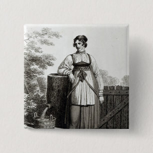 Tirollian Peasant Girl, 1817 15 Cm Square Badge