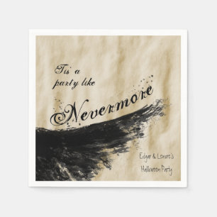 Tis' a Party Like Nevermore Raven Wing Halloween Napkin