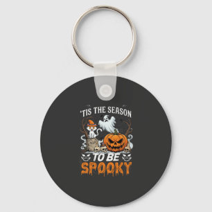 Tis Season Be Spooky Halloween Pumpkin Ghost Key Ring